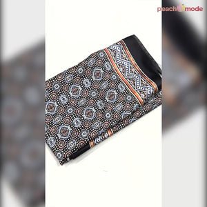 Black Digital Printed Crepe Saree