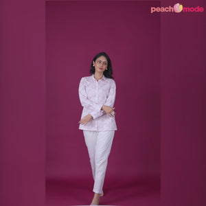 White Printed Cotton Blend Top