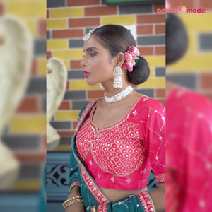 Deep Sea Green Sequins Embroidered Chiffon Lehenga Choli