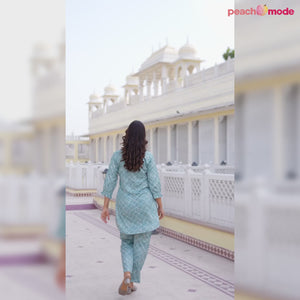 Pine Green Floral Printed Rayon Co-Ord Set