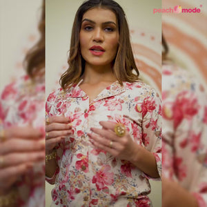 Pink Floral Printed Rayon Co Ord Set