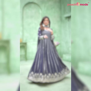 Blue Sequins Embroidered Georgette Semi Stitched Anarkali Suit