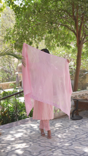 Pink Embroidered Pure Cotton Straight Salwar Suit