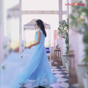Blue Sequins Embroidered Georgette Lehenga Choli