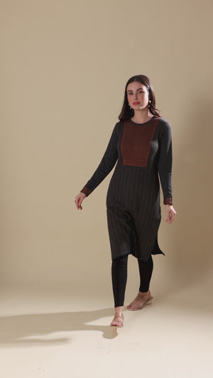 Grey Woolen Straight Kurti