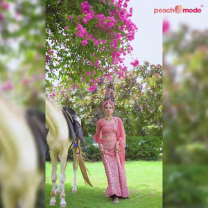 Pink Sequins Embroidered Net Lehenga Choli