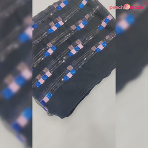 Black Sequins Embroidered Georgette Saree
