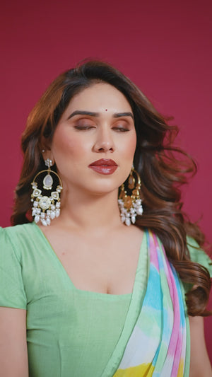 Elegant Green Abstract Print Saree in Lightweight Chiffon