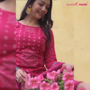 Black Printed Pure Cotton Suit