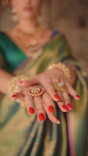 Morpich Green Pure Look Banarasi Saree with Classic Zari Brocade Weaving