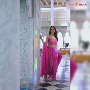 Pink Sequins Embroidered Georgette Lehenga Choli