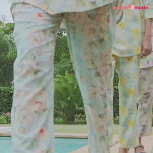 Cream & Orange Floral Printed Pure Cotton Co Ord Set