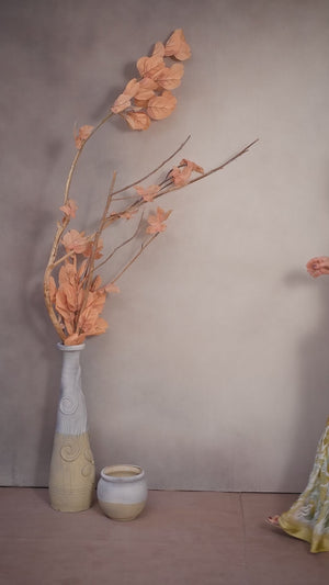 Beige Floral Printed Satin Saree