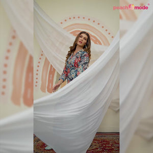 Blue Floral Printed Rayon Co Ord Set