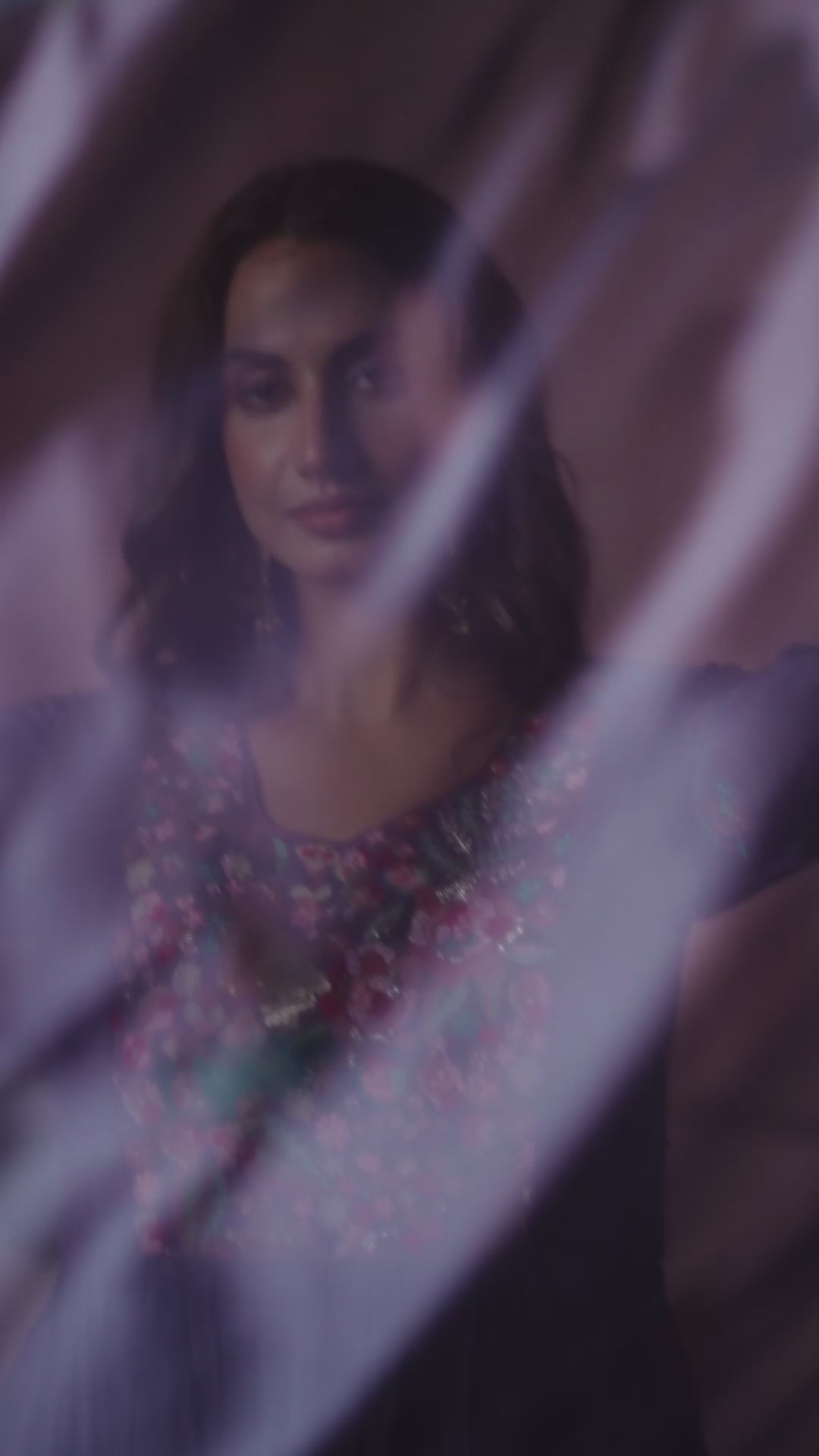 Dark Purple Viscose Chinon Salwar Suit with Handcrafted Floral Embroidery