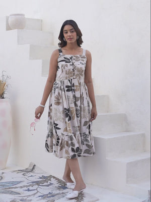 Chikoo Floral Printed Pure Cotton Middi Dress