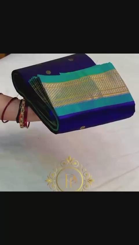 Peachmode Blue Kanjivaram Soft Silk Zari Saree - Video 2