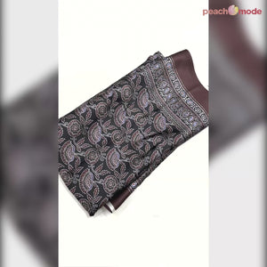 Black & Maroon Digital Printed Crepe Saree