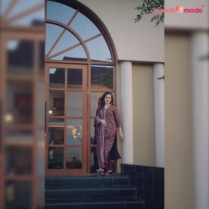 Green Floral Foil Printed Modal Suit