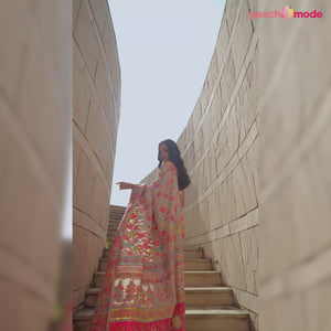 Cream Floral Woven Pure Cotton Saree