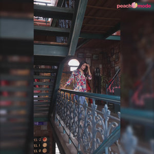 Blue & Pink Printed Muslin Top