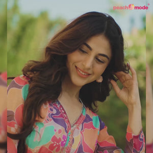 Multicolor Floral Printed Chiffon Dress