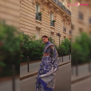 Blue Woven Organza Saree