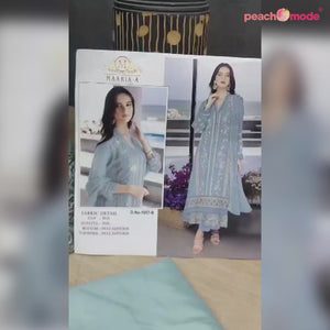 Light Turquoise Floral Embroidered Georgette Semi Stitched Pakistani Suit