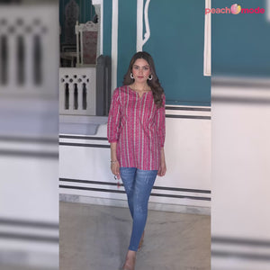 Pink Printed Pure Cotton Top
