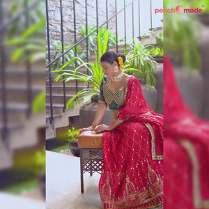 Pink Sequins Embroidered Chiffon Lehenga Choli