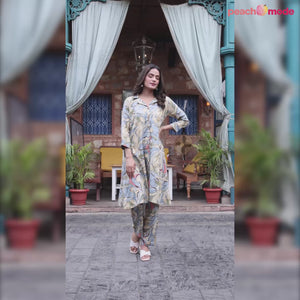 Grey Foil Printed Rayon Co-Ord Set