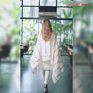 White Sequins Embroidered Chanderi Dress Material