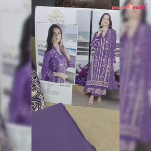 Purple Floral Embroidered Georgette Semi Stitched Pakistani Suit