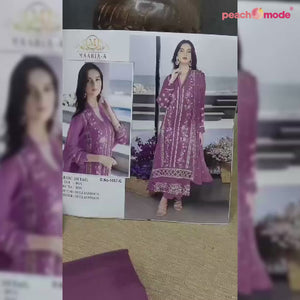 Dark Mauve Floral Embroidered Georgette Semi Stitched Pakistani Suit