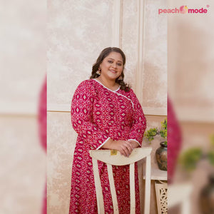 Pink Printed Rayon Long Kurti