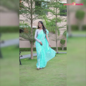 Blue Sequins Embroidered Georgette Saree