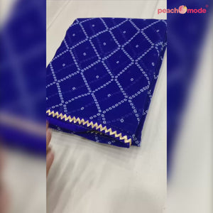 Blue Bandhani Printed Georgette Saree