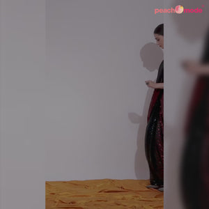 Black & Red Sequins Embroidered Georgette Saree