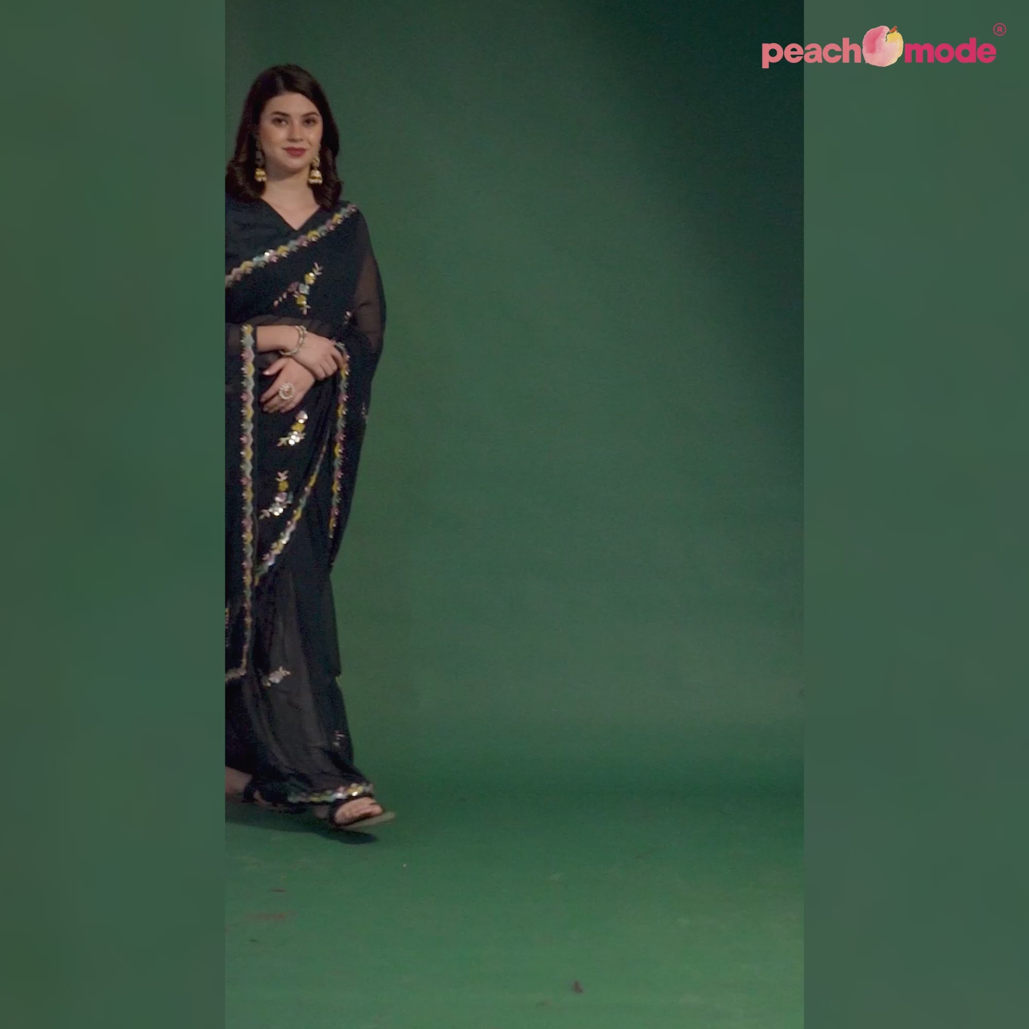 Blue Sequins Embroidered Georgette Saree