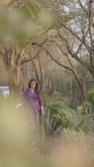 Purple Floral Printed Viscose Straight Fit Salwar Suit with Dupatta