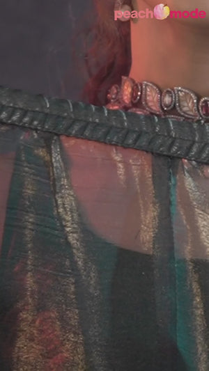 Green Ready-to-Wear Chiffon Saree in Minimal Solid Pattern for a Classy Vibe