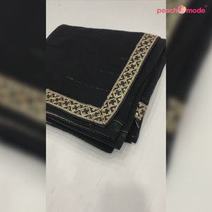 Black Embroidered Georgette Saree