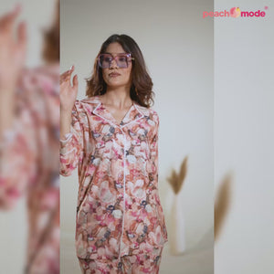 Pink Foil Printed Rayon Co Ord Set