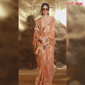 Peach Woven Tissue Paithani Saree
