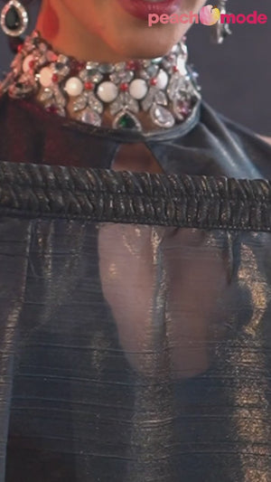 Black Ready-to-Wear Chiffon Saree in Minimal Solid Pattern for a Classy Vibe