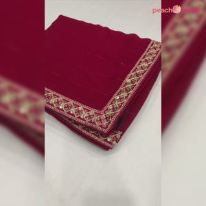 Pink Embroidered Georgette Saree