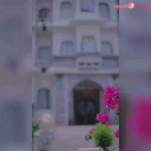 Blue & Lavender  Geometric Printed Chiffon Saree