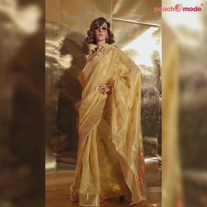 Yellow Woven Tissue Paithani Saree