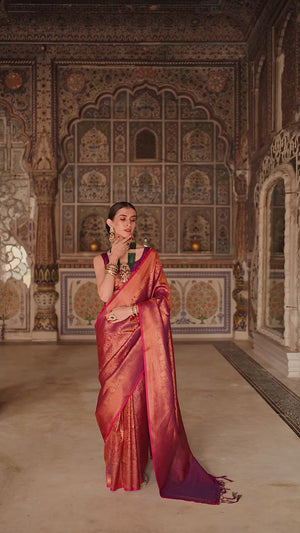 Purple Pure Look Banarasi Saree with Classic Zari Brocade Weaving