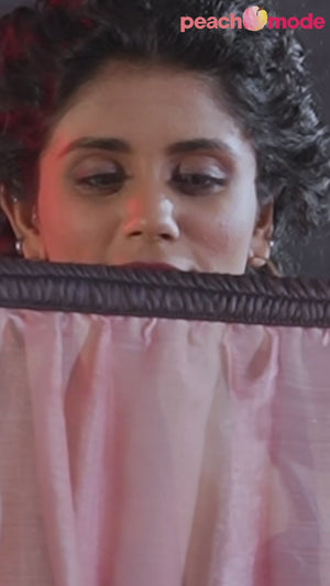 Peach & Brown Ombre Satin Saree in Solid Finish with Ready-to-Wear Silhouette